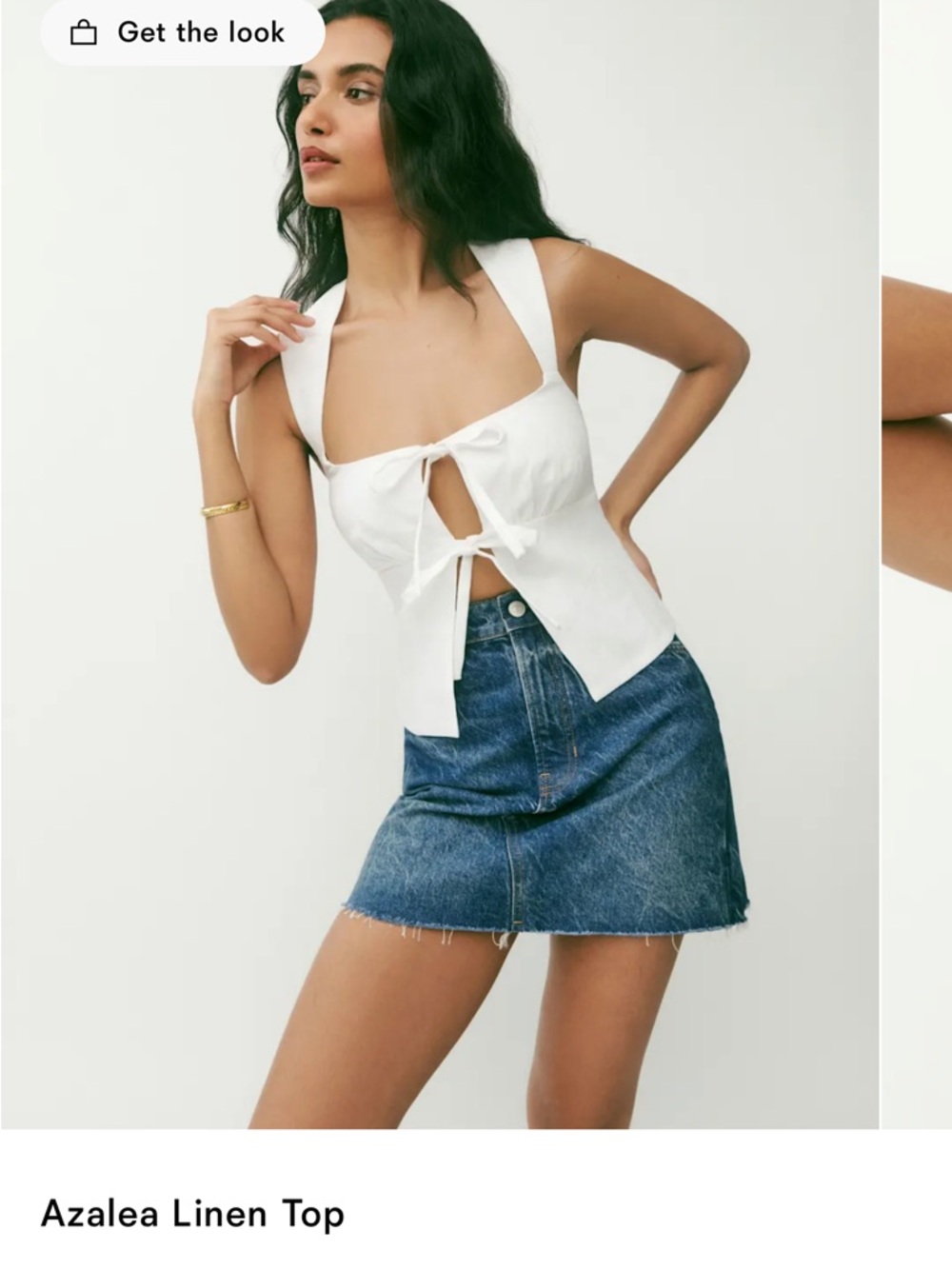 Reformation Azalea Linen Top Ivory - Size 0